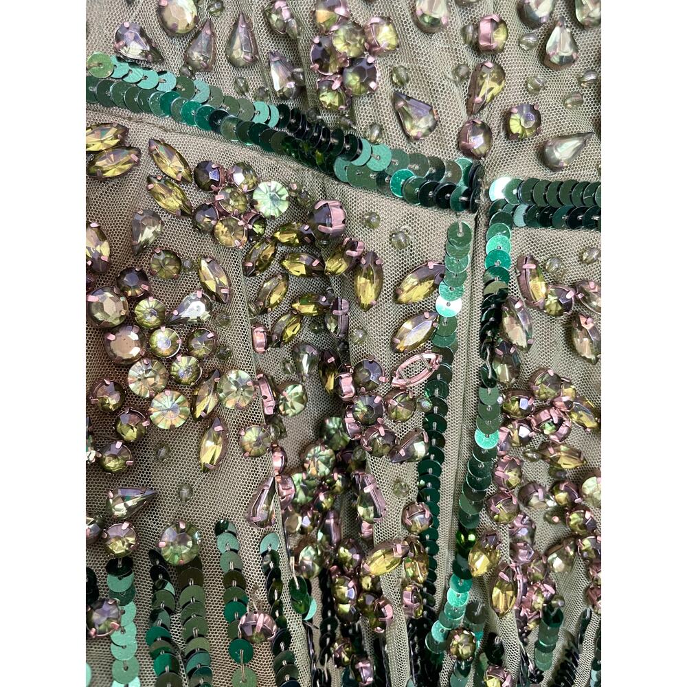 Mac Duggal Strapless Hand Embellished Beaded A Line Gown In Emerald 93915 14 New - Picture 15 of 15
